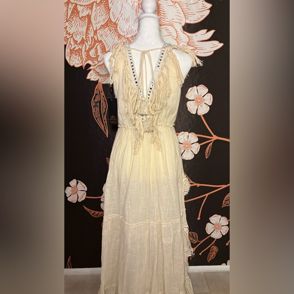 Boho Lace Maxi Dress — Cream - Picture 5 of 8